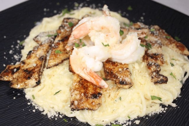Alfredo with Chicken & Shrimp.